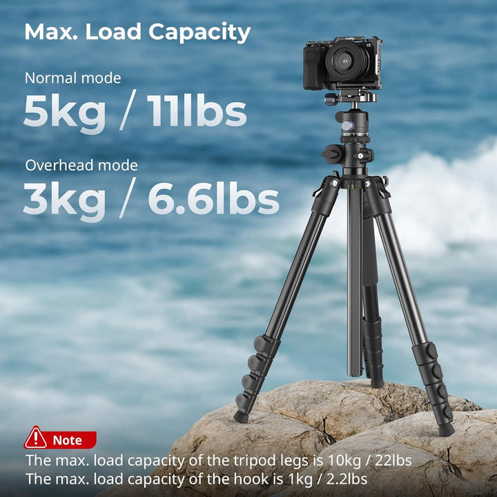 SMALLRIG CT25 64,5"/164cm Horizontales Überkopfstativ für Kamera mit Smartphone-Halterung und Traget