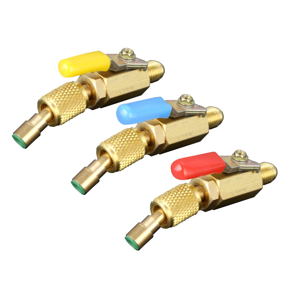 Riloer 3 Stück 7/16" Stecker auf 7/16" Buchse 45 Grad abgewinkelter Kugelhahn mit manueller Absperru