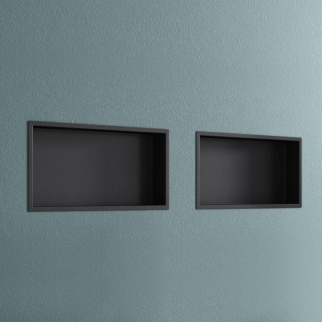 doporro Wandnische Bad Schwarz 30 x 60cm Dusch-Ablage aus Edelstahl | Duschablage befliesbar aus Ede