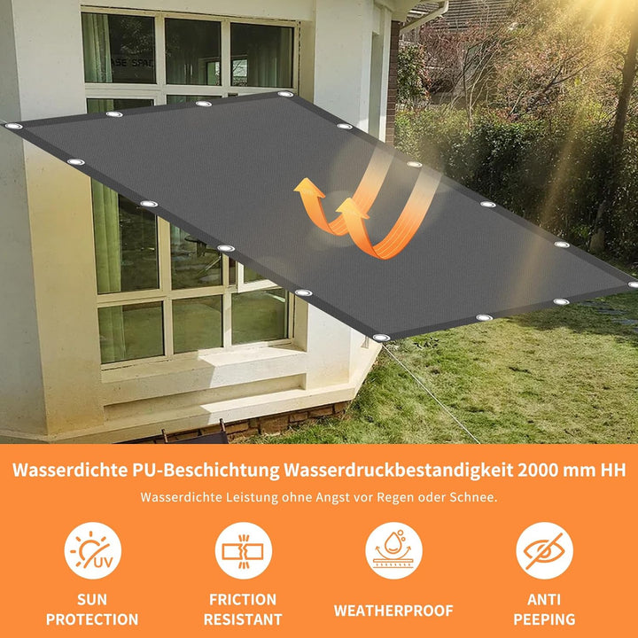Sonnensegel Wasserdicht Rechteckig mit Ösen,Sonnensegel Rechteck 2x3m,Markisenstoff 95% UV Schutz,Sc