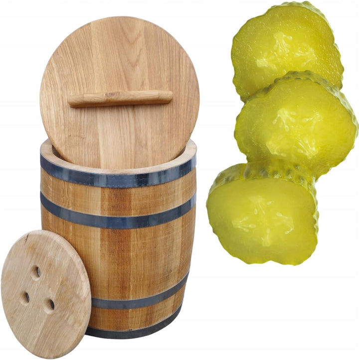 Sauerkrautfass 50L aus Eichenholz – Handgemachtes Gärfass mit Deckel &amp; Gewicht – Holzfass zum Einleg