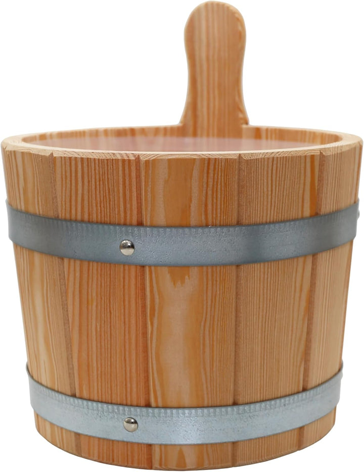 HAF® Saunakübel Set Lärche 5 Liter mit Einsatz und 40cm Saunakelle aus Kiefernholz | Feuchtigkeitsre
