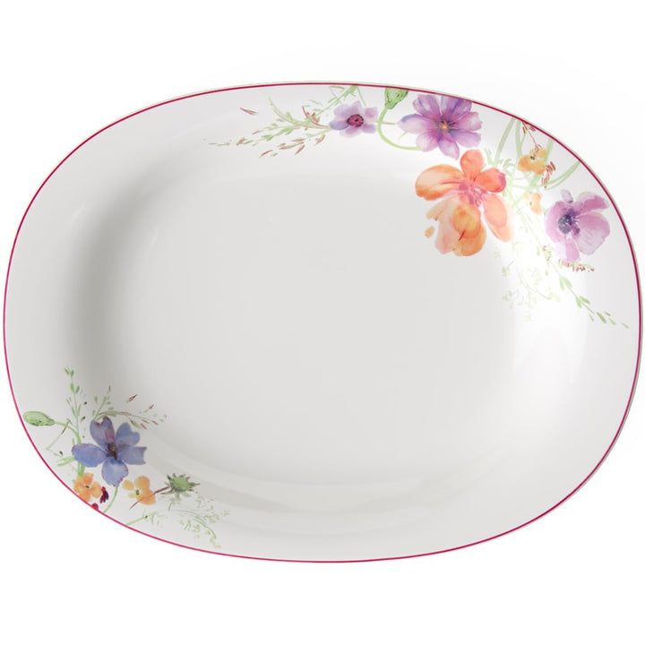 Villeroy und Boch Mariefleur Basic Servierplatte, 34 cm, Premium Porzellan, Weiss/Bunt Servierplatte