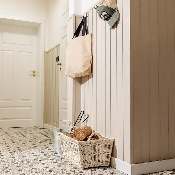 Creative Home Kaminholzkorb Weide Holzkorb für Kaminholz | Weiss | 47 x 33 x 30 cm | Brennholzkorb F