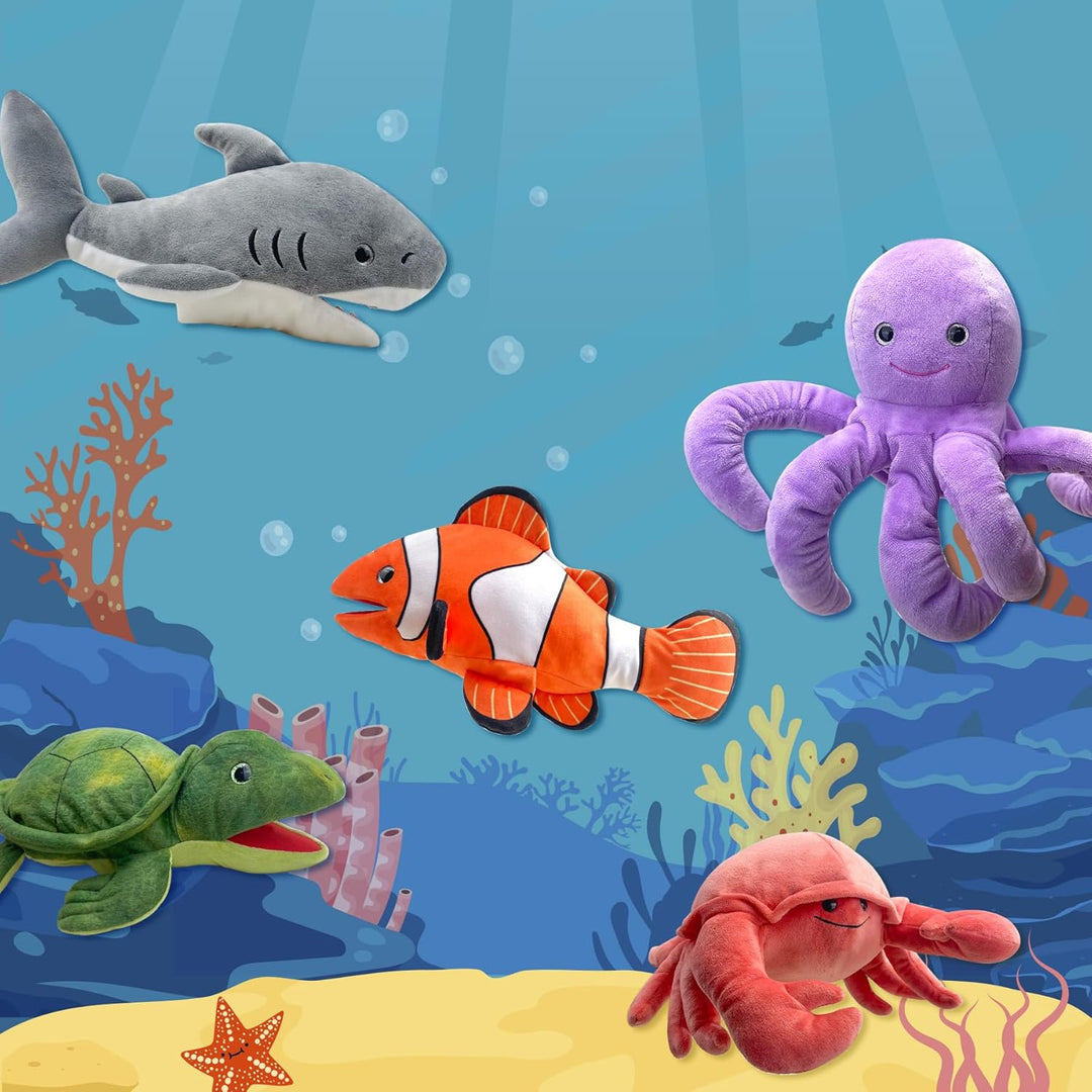 Das Leben ist eine Puppe, die mit einem bunten und beweglichen Mund gefüllt ist De-shark, De-shark