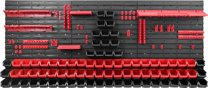 Lagersystem Werkstattregal | 172 x 78 cm | 80 stck. Box | Wandregal mit Werkzeughalterungen und Stap