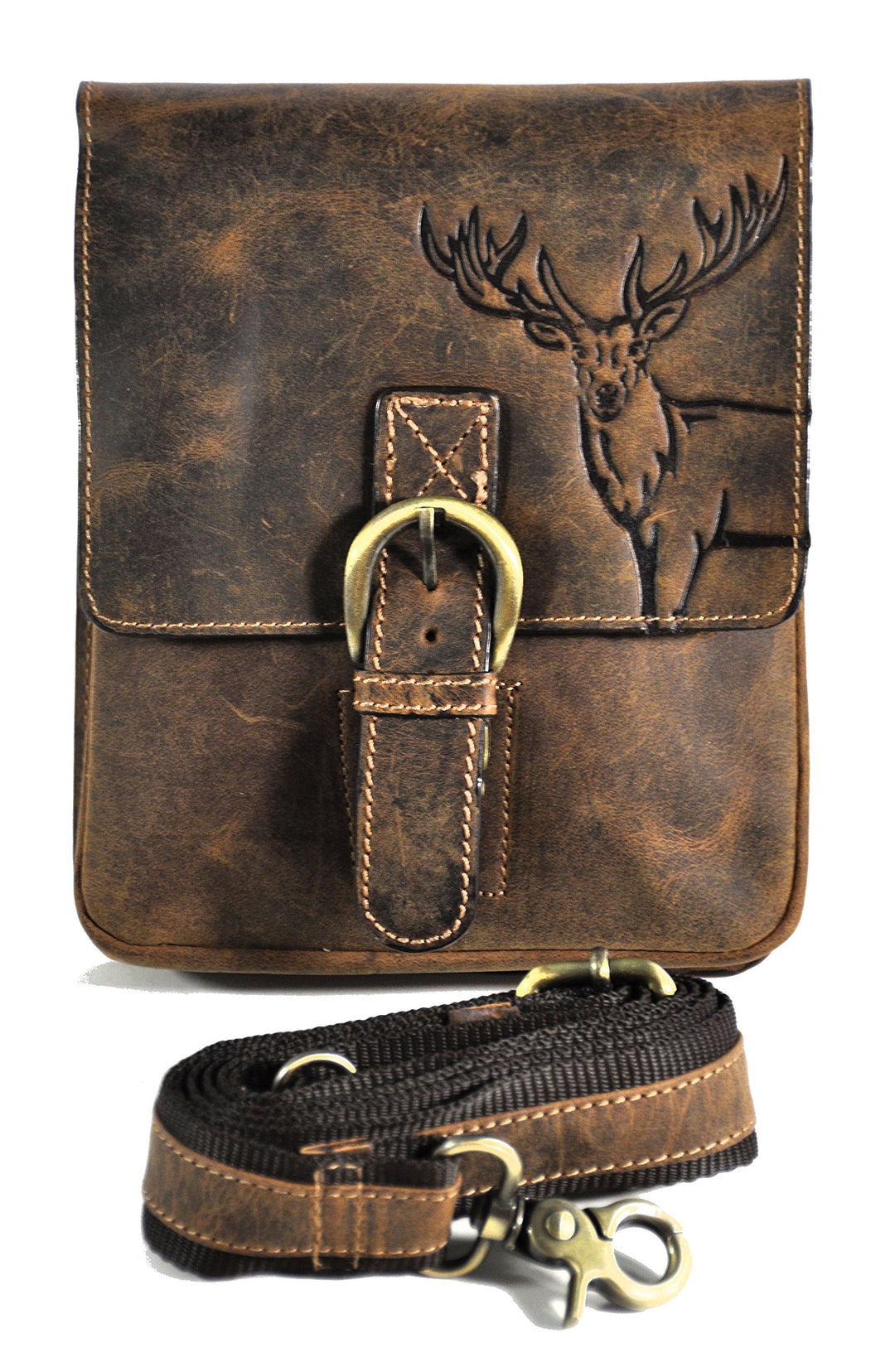 Leder Gürteltasche Bikertasche Hüfttasche Bauchtasche Vintage Hunterleder mit abnehmbaren Schultergu