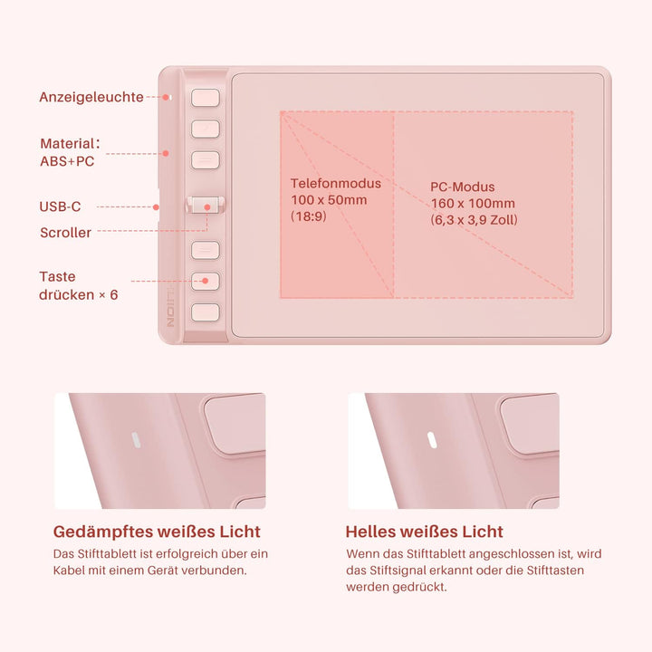 HUION Inspiroy 2 S Grafiktabletts, 6,3 x 3,9 Zoll Tragbares Zeichentablett mit 8192 Stufen batteriel