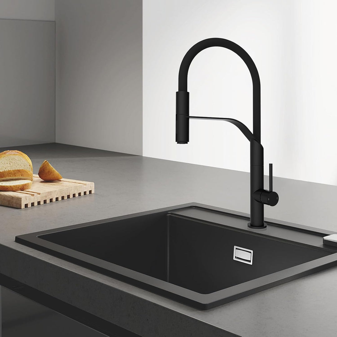 Wasserhahn Küche, Hochdruck Küchenarmatur mit Herausziehbarer Brause, Einhebel Spültischarmatur Küch