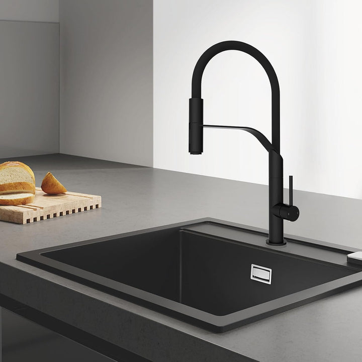 Wasserhahn Küche, Hochdruck Küchenarmatur mit Herausziehbarer Brause, Einhebel Spültischarmatur Küch