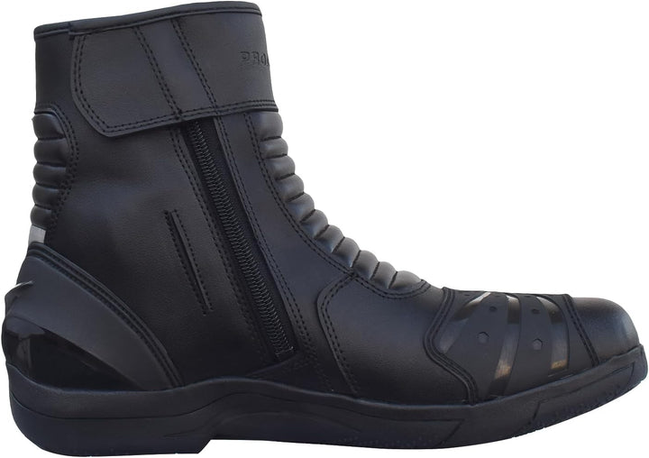 PROANTI Motorradstiefel Leder Motorrad Stiefel kurze Racing Motorradschuhe 43 EU Schwarz, 43 EU Schw