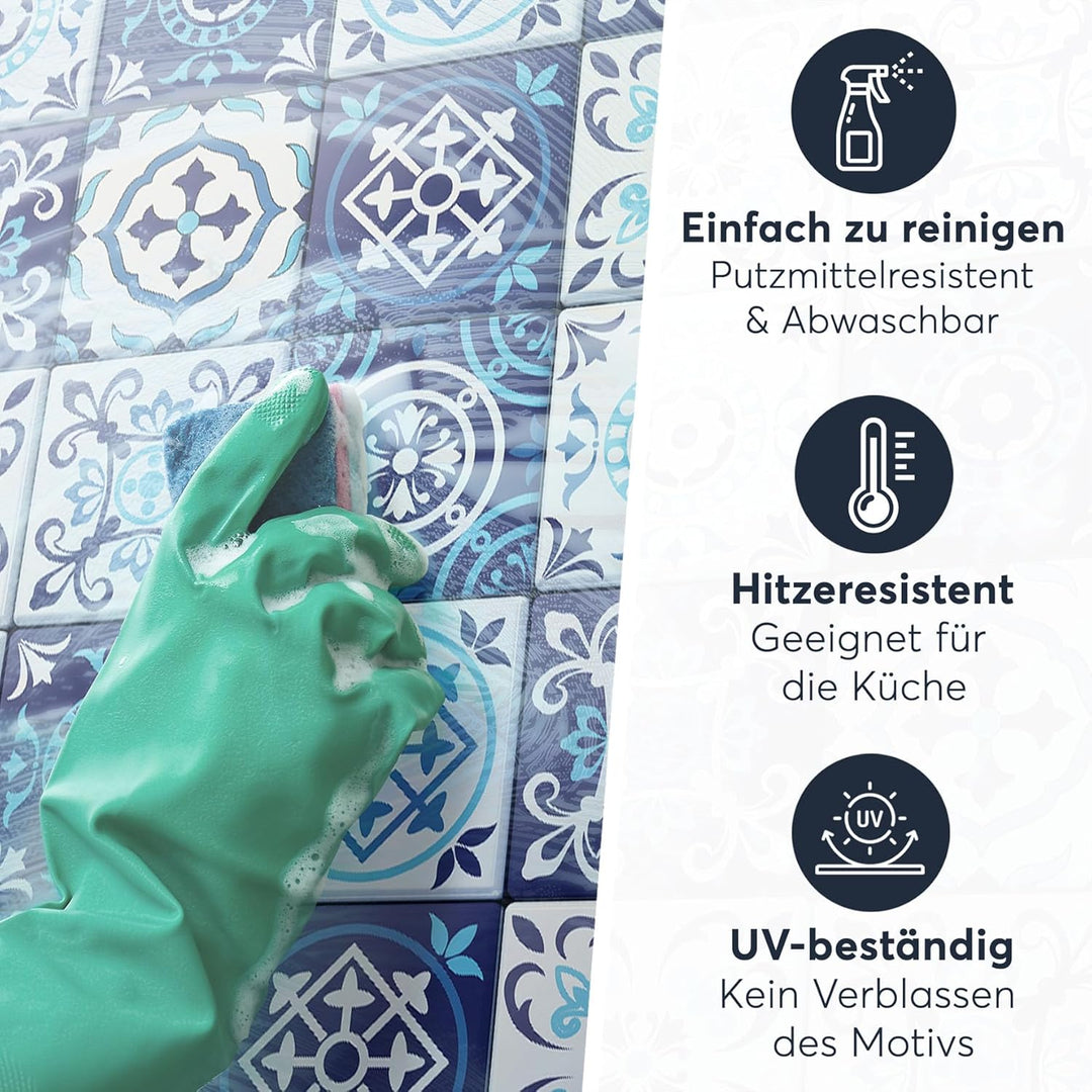 20 Stück Fliesenfolie für Bad und Küche 20x20 cm - Klebefliesen, Mosaikfliesen - selbstklebende Flie