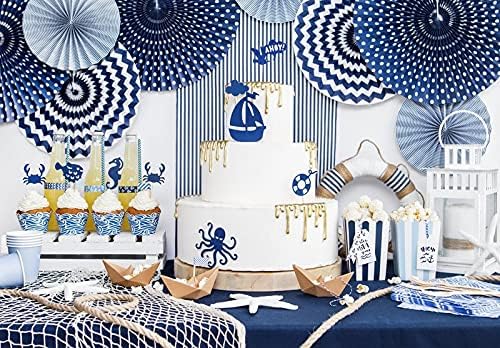 PartyDeco Popcorn-Boxen für Süssigkeiten, weiss/blau und hellblau