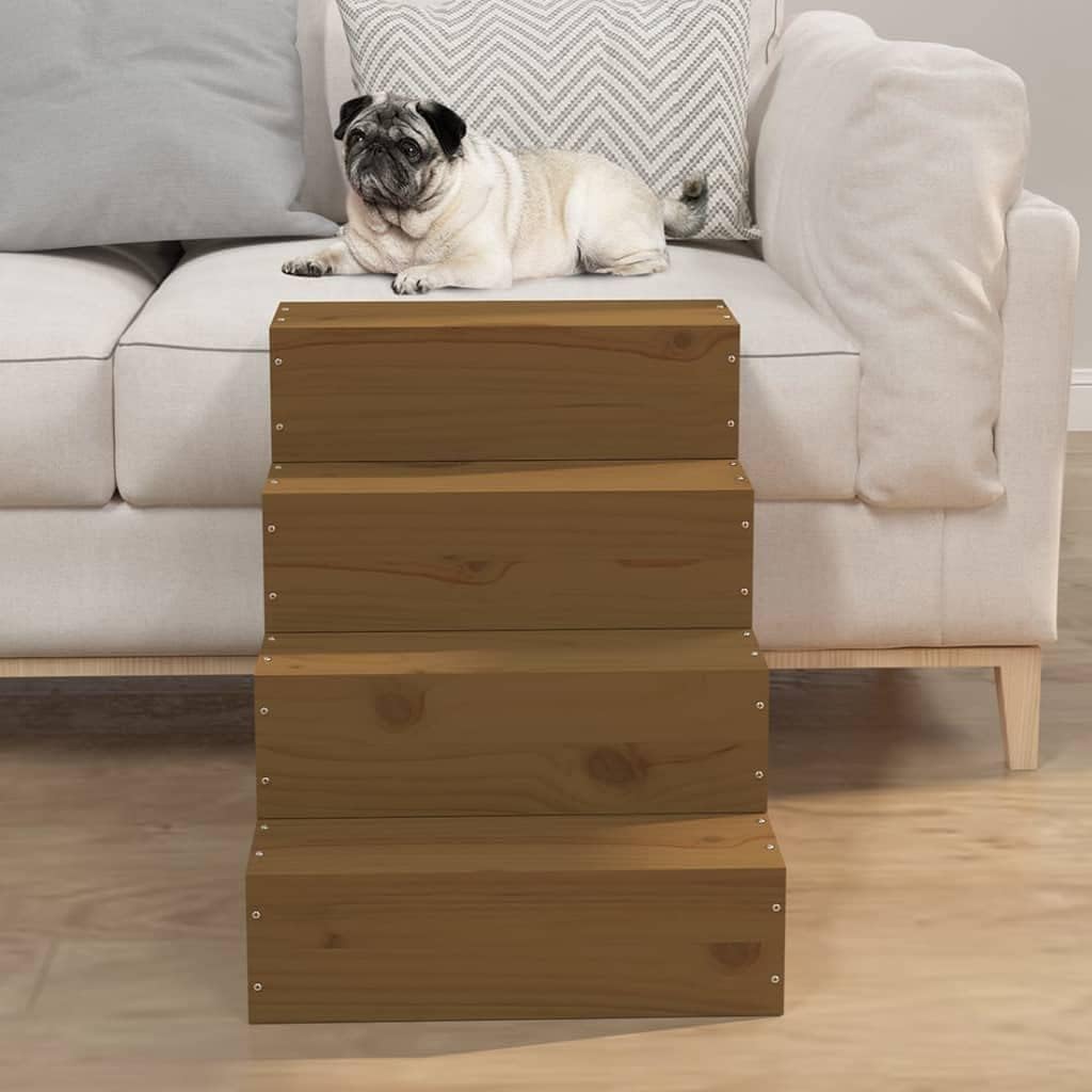 Haustiertreppe aus Kiefernholz, Hundetreppe für Sofa und Bett, stabile Aufstiegshilfe für Hunde und