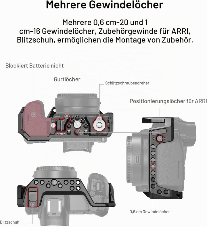 SMALLRIG Cage Käfig mit integriertem Cold Shoe und Platte für Arca Standard für Canon R - CCC2803
