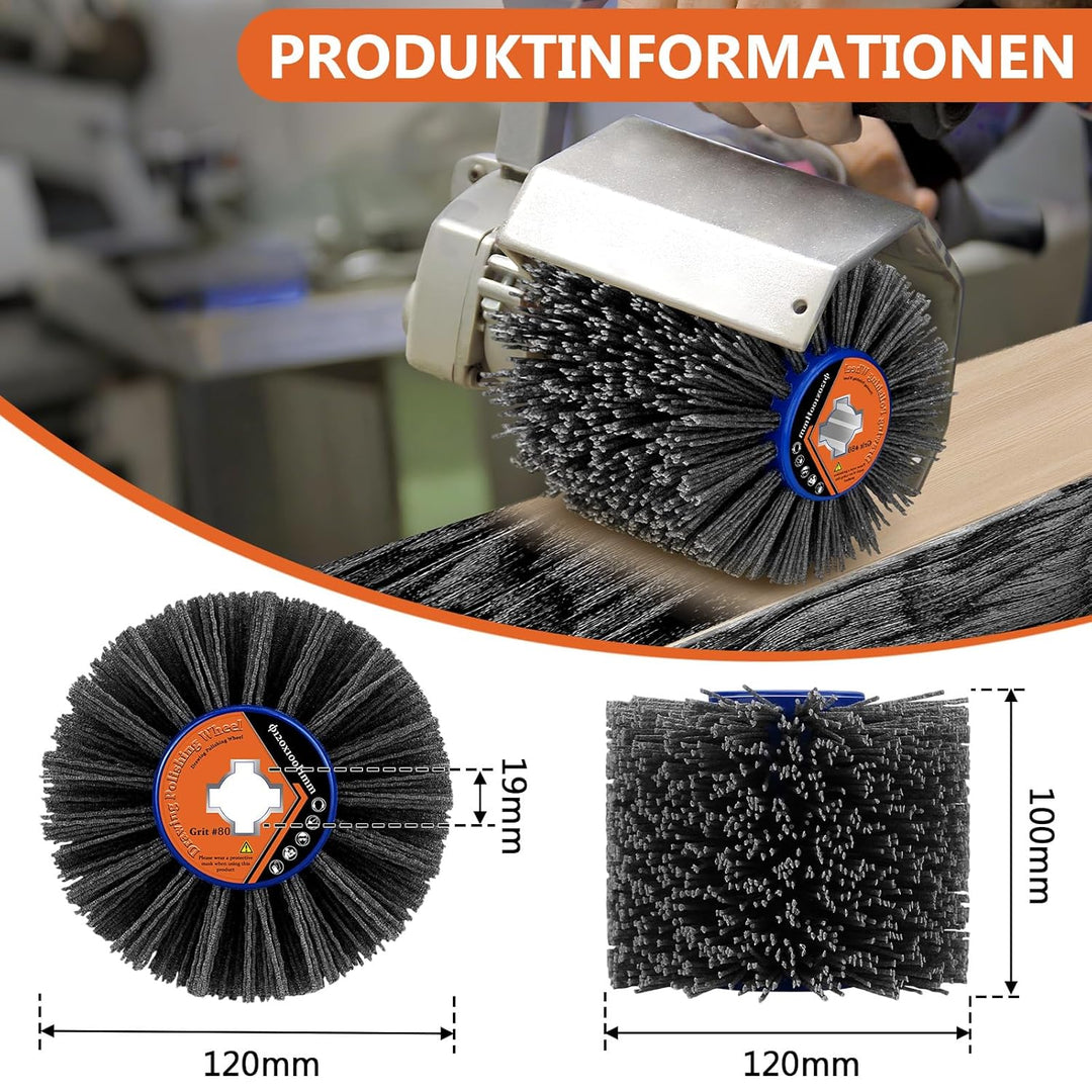 Nylonbürsten #80 Körnung| 120x100mm Schleifbürsten| Polierbürste zum Holzverarbeitung| Bürste für Sa