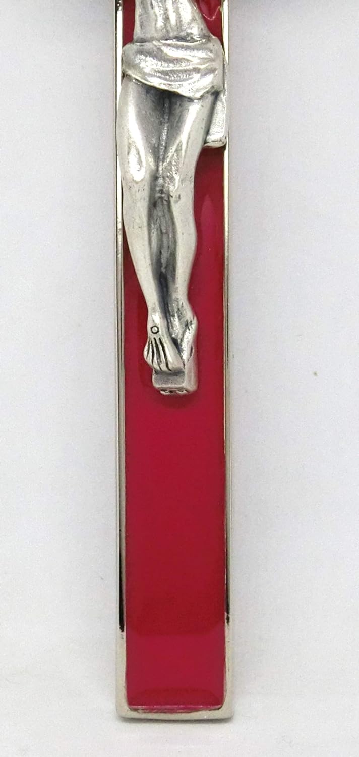 GTBITALY 10.004.11 Kreuz Silber Rot St. Benedikt 20 cm emailliert mit Box Geschenkbox Gift Prete Exo