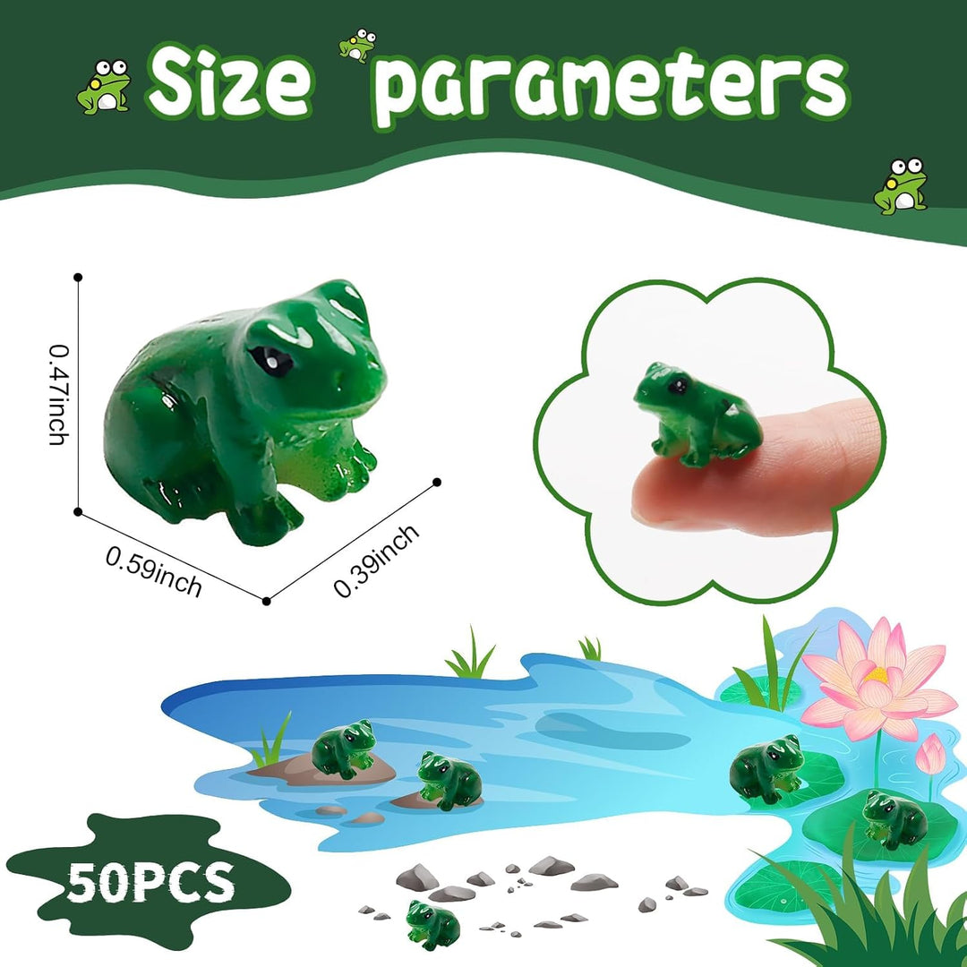 Exasinine 50 Stück Mini-Frösche Harz Grün Frosch Miniaturfiguren Tiere Modell Feengarten Miniatur Mo