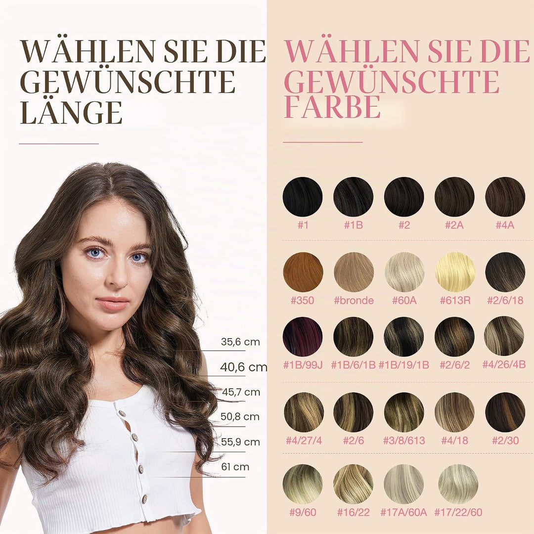 GOO GOO Tape in Extensions Echthaar, Tape Extensions Echthaar, 40cm 50g 20pcs, Extensions Echthaar,