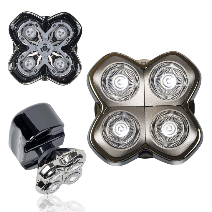 Rotationskopf 4 Köpfe für Elektrorasierer – Kompatibel mit Pitbull Skull Shaver, Butterfly Kiss Pro