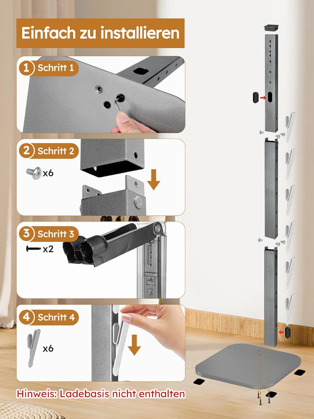 Staubsaugerhalter für Dyson Gen5,G5,V15,V12,V11,V10,V8,V7,V6, freistehende bohrfreie Bodenhalterung