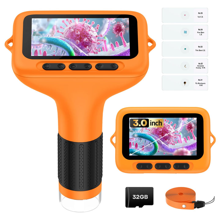1000X Handheld Digitales Mikroskop für Kinder, 3-Zoll-HD-Bildschirm, Wiederaufladbar, Tragbare Lupe