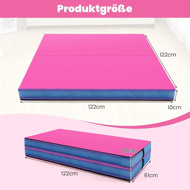 GOPLUS turnmatte klappbar, gymnastikmatte aus Kunstleder, Weichbodenmatte mit Griffe & Reissverschlu