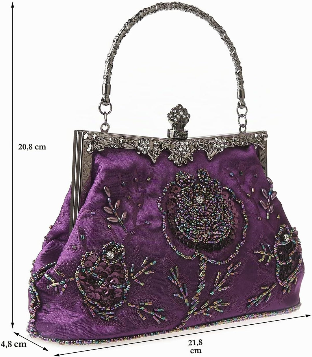 DA BODAN Vintage Floral Perlen Strass Stickerei Clutch Pailletten Hochzeit Party Abschlussball Tasch