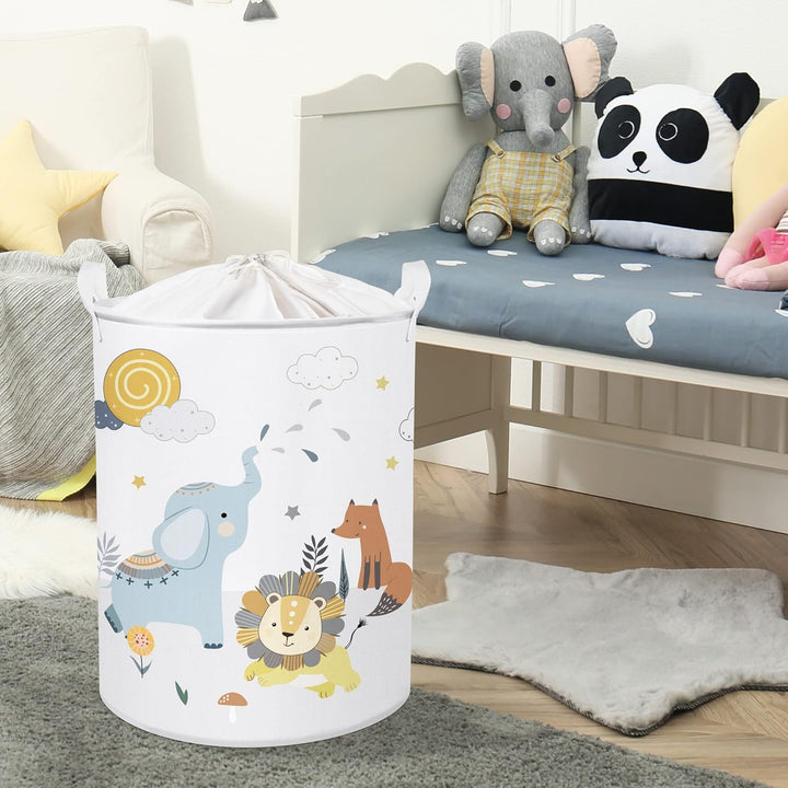 Clastyle 45L Waldtier Elefant Fuchs Löwe Wolken Baby Wäschekorb Giraffe Affe Spielzeug Kleidung Weis