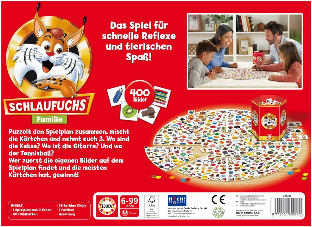 Educa - Spiel Schlaufuchs Familie | Kinderspiel | Kartenspiel | Spass für die ganze Familie | Kinder