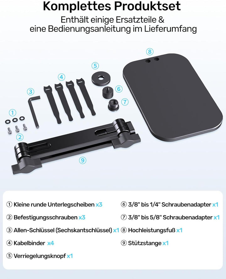 Heavy-Duty Desk Mic Stand,Studio-Arm für Mikrofone Verstellbarer Arm mit Schwerem Sockel (Maximale B