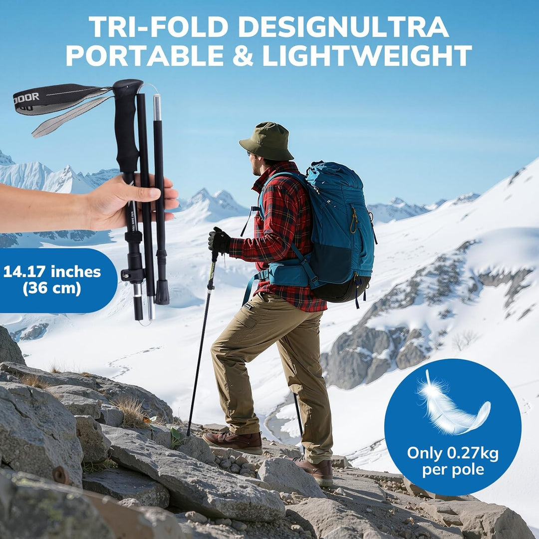 Wanderstöcke, Faltbare Trekkingstöck, Walking Stock aus 7075 Aluminium Ultraleicht, Praktisch zu Ver