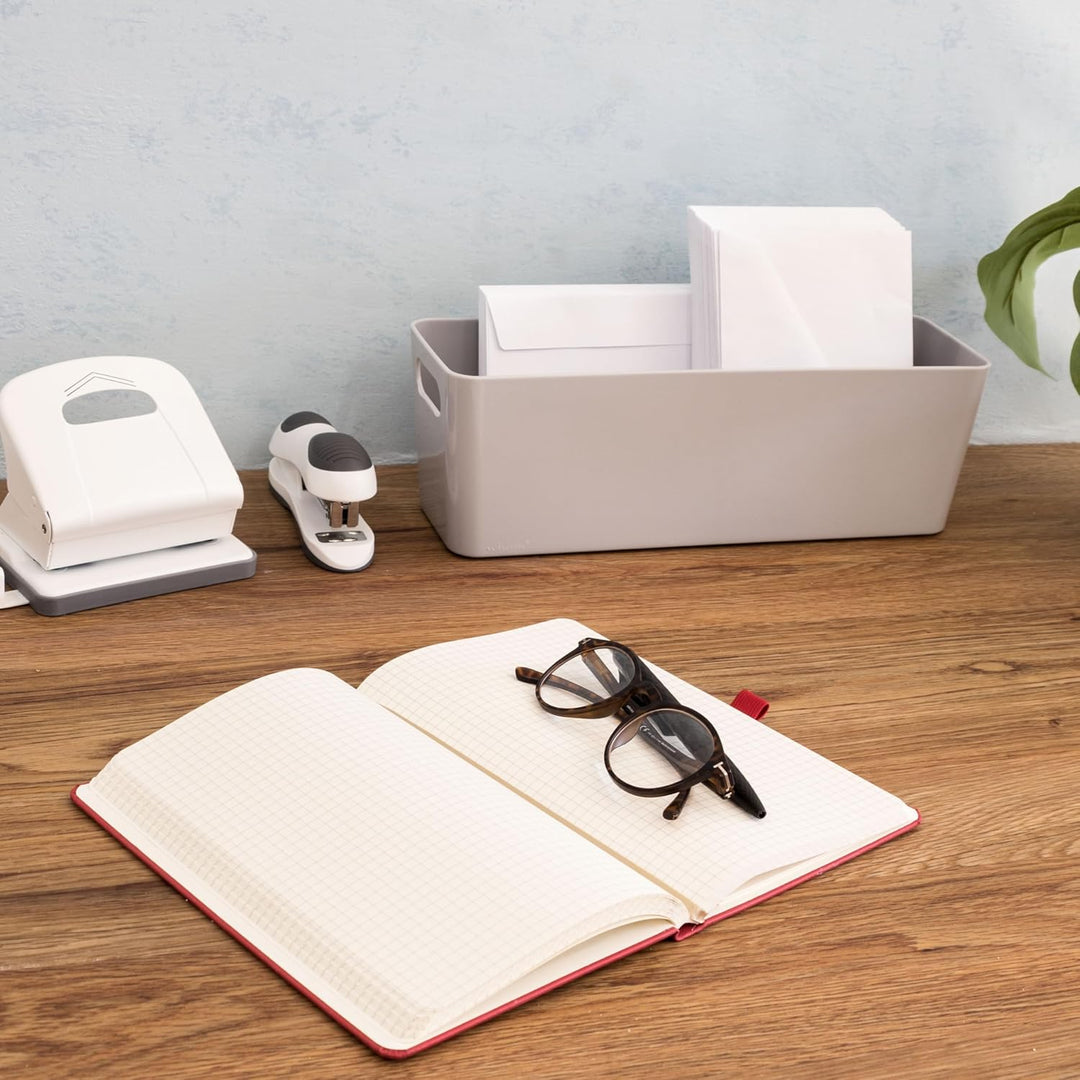 12x Ordnungsboxen - 10 cm hoch - GRAU - 30x10x10cm - 2 Liter - Ordnungskorb - Schubladenorganizer Sc
