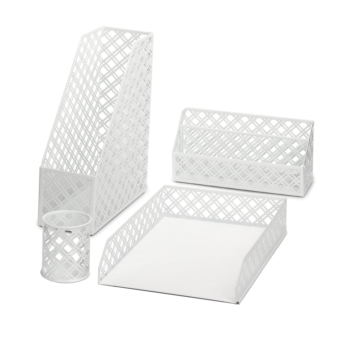 Exerz Schreibtisch Organisator 4-teilig Büro-Set/Tischplatte Ablage Metallgitter Inklusive: A4 Brief