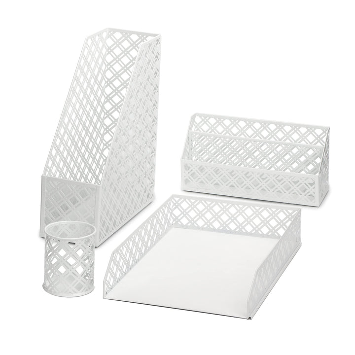 Exerz Schreibtisch Organisator 4-teilig Büro-Set/Tischplatte Ablage Metallgitter Inklusive: A4 Brief