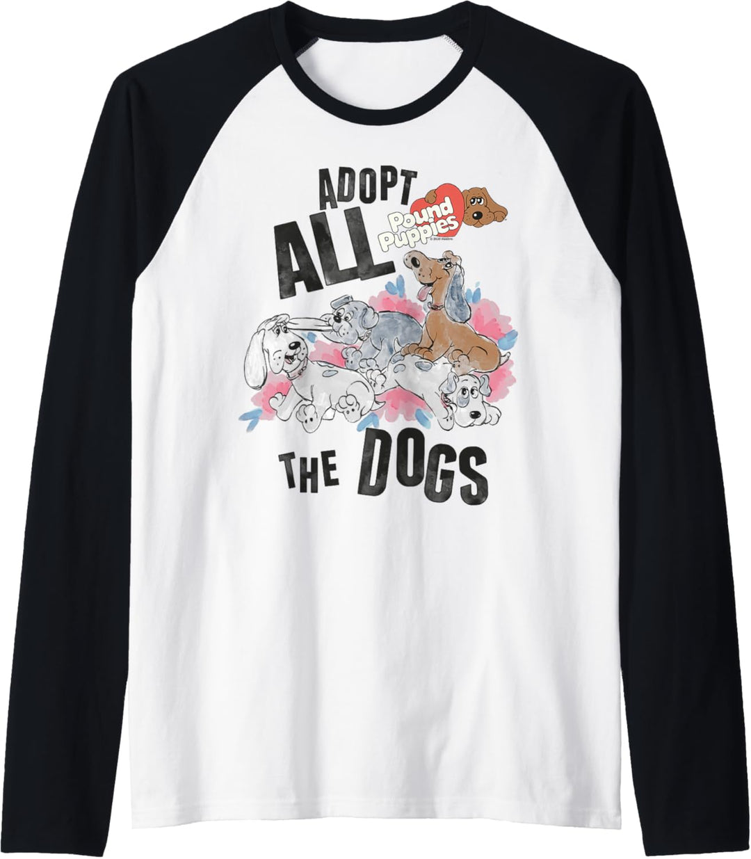 Pound Puppies Adopt All The Dogs Puppy Sketch Logo Raglan