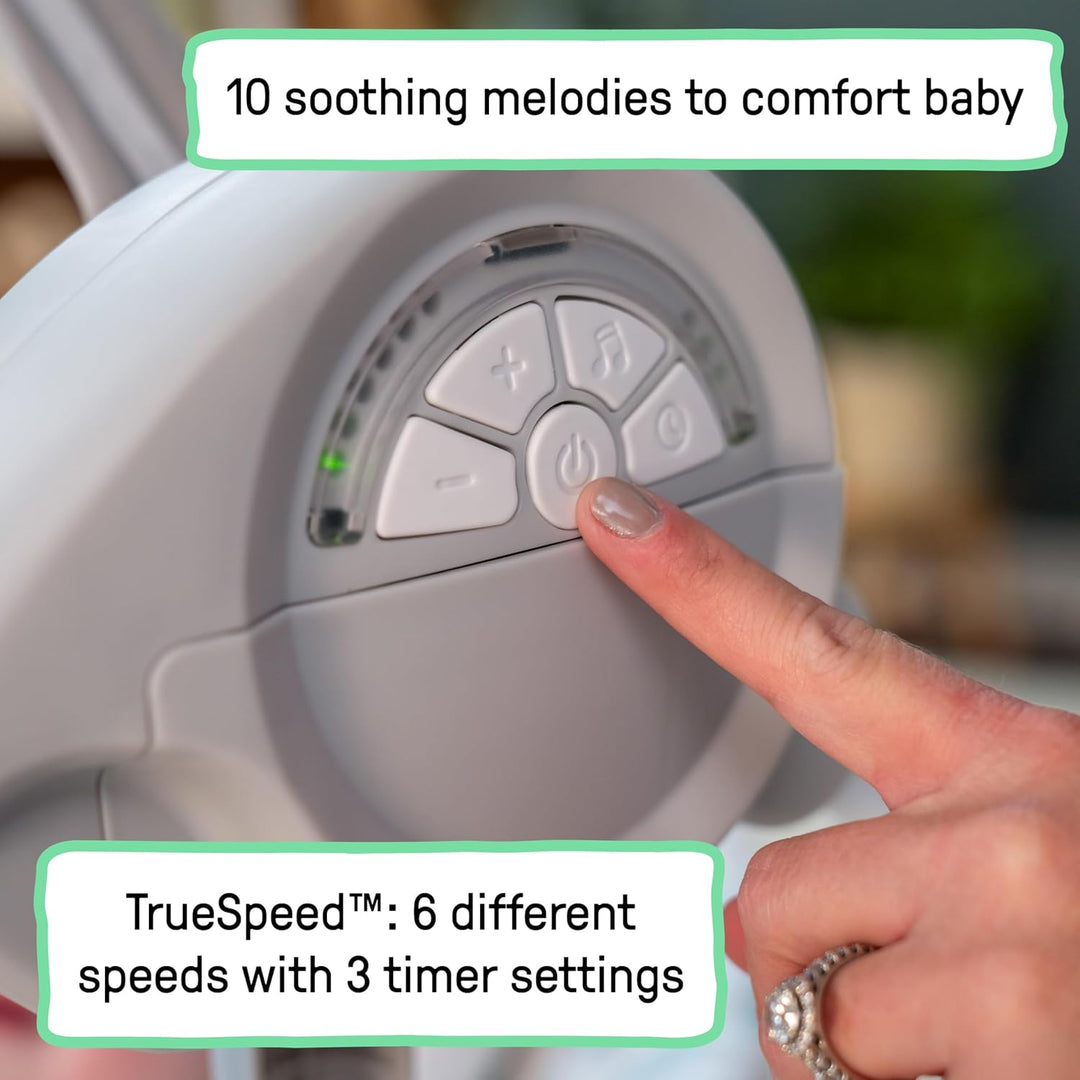 Ingenuity Comfort 2 Go Tragbare Babyschaukel - Endless Bloom - 6 Geschwindigkeiten - 10 Melodien - 2