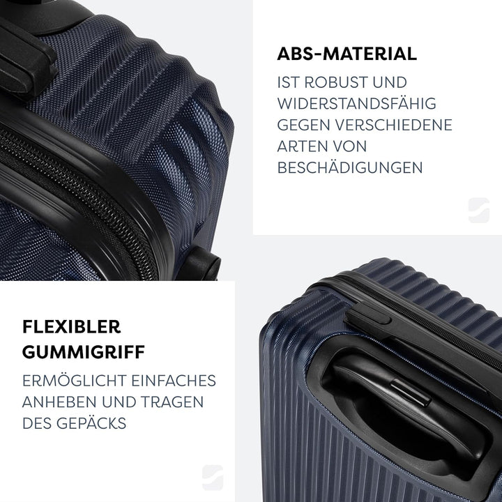 FASSLINE Kabinenkoffer 55x39x20 cm, 36l, Reisekoffer Handgepäck, Hartschale aus ABS, Vier 360°-Spinn