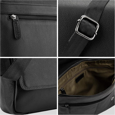 LEABAGS Leder Umhängetasche Herren & Damen I Echtleder Laptoptasche bis 14 Zoll I Messenger Bag mit