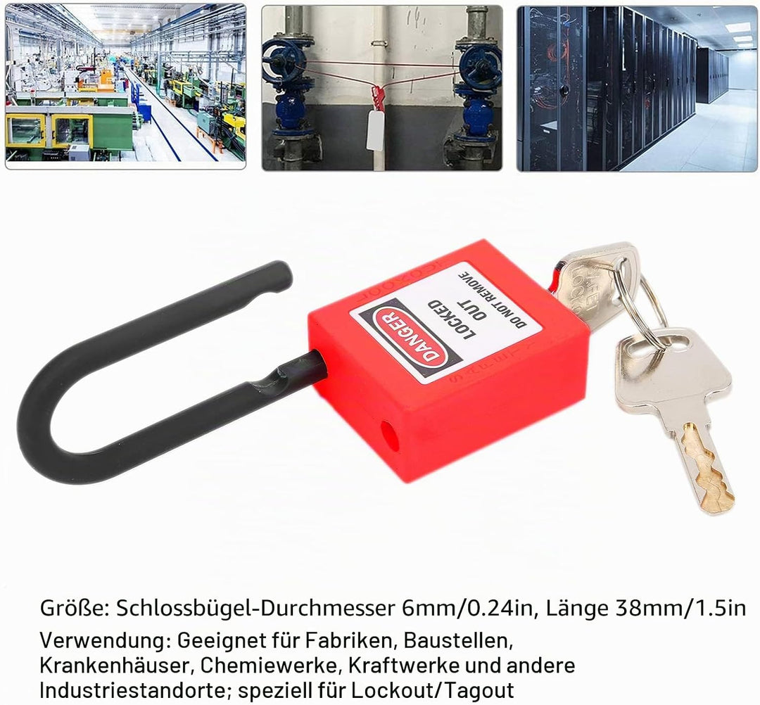 5 Sätze Lockout-Schloss, 38 Mm, Nylon, Staubdicht, Sicherheits-Vorhängeschloss, Tagout-Schlösser, Lo