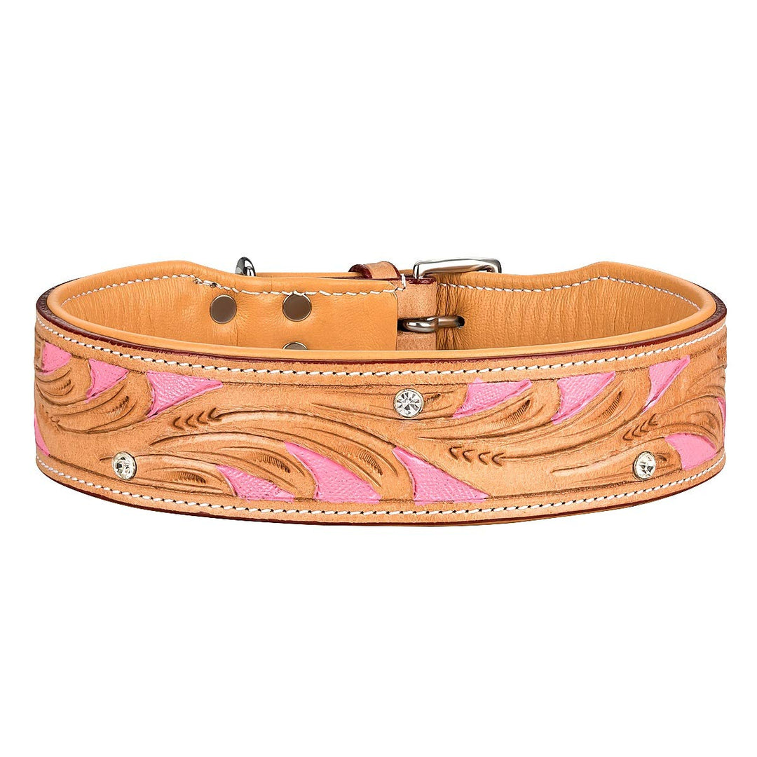 MICHUR Pinklady Hundehalsband Leder, Lederhalsband Hund, Halsband, Leder, BEIGE, Caramel, Braun, PIN