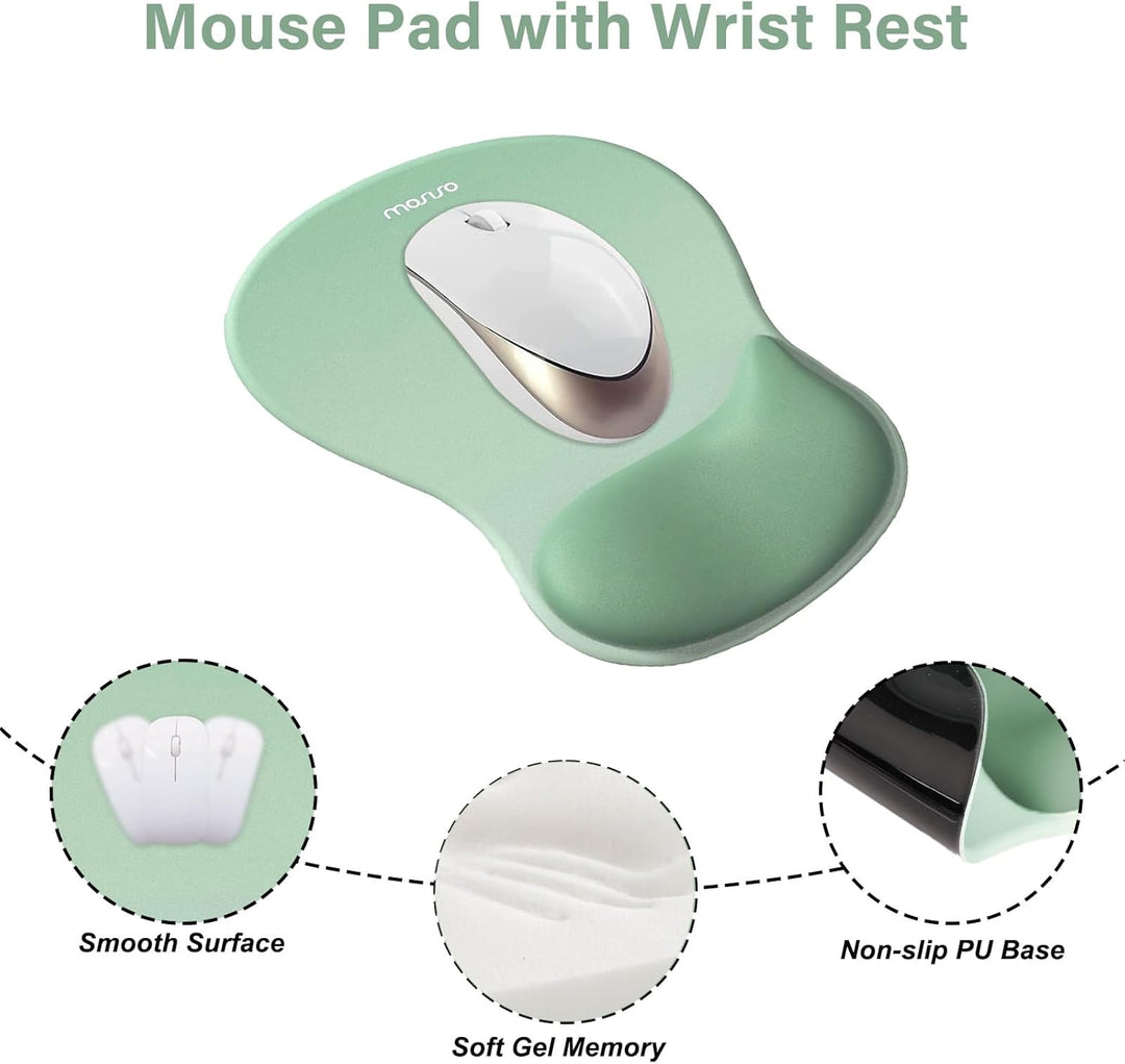 MOSISO Handgelenkstütze für Mauspad&Tastatur Set, Ergonomische Mauspad mit Konkav Gewölbtem Memory S