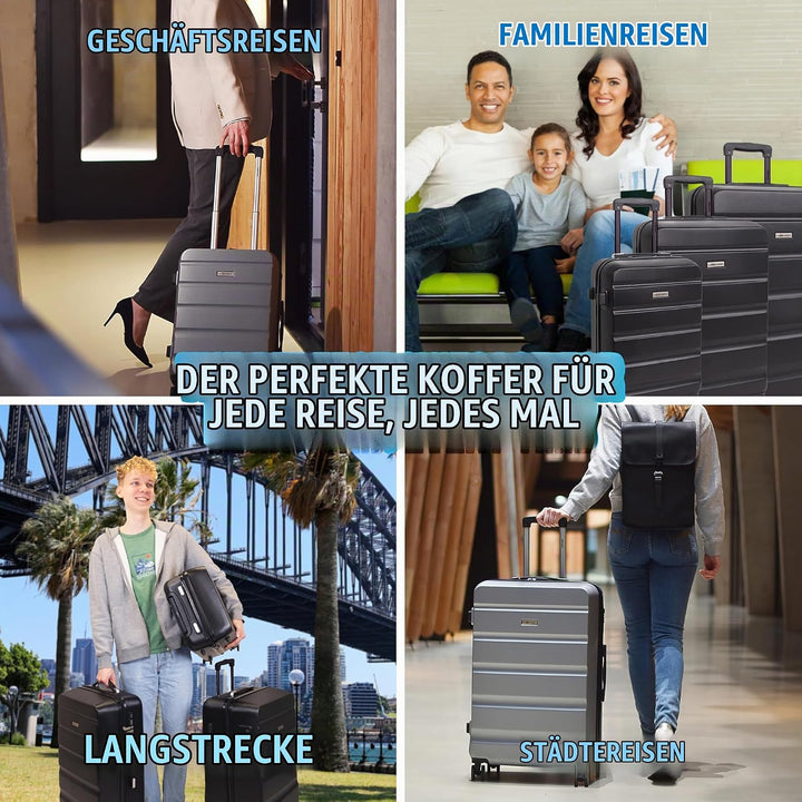 Leonardo® Kofferset 3 teilig | Koffer mit TSA-Schloss | Reisekoffer | Reisetasche mit 4 Doppelten Ro
