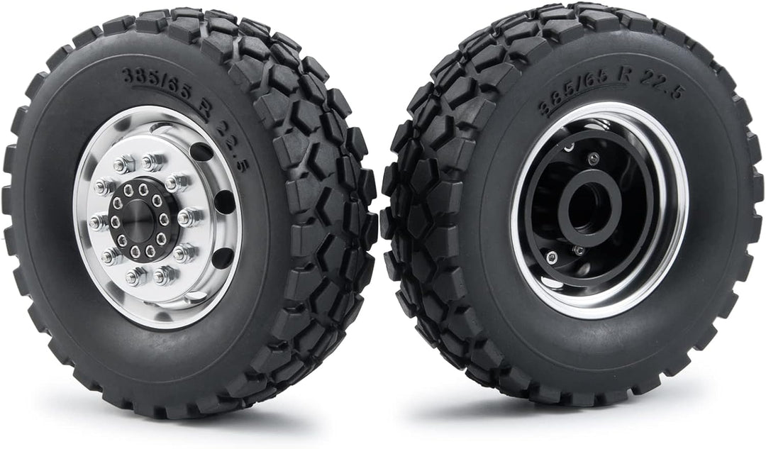 AXspeed 1/14th 4pcs/Set Metall Vorderrad Felgen Reifen Set für Tamiya Traktor Climbing Trailer Cargo