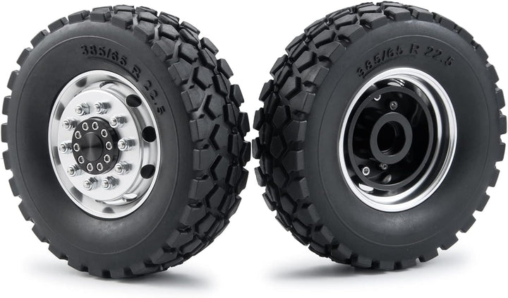 AXspeed 1/14th 4pcs/Set Metall Vorderrad Felgen Reifen Set für Tamiya Traktor Climbing Trailer Cargo