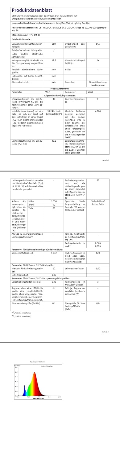 UISEBRT Feuchtraumleuchte LED 150cm 48W 4320LM Wannenleuchte LED Deckenleuchte IP65 Wasserfest Werks