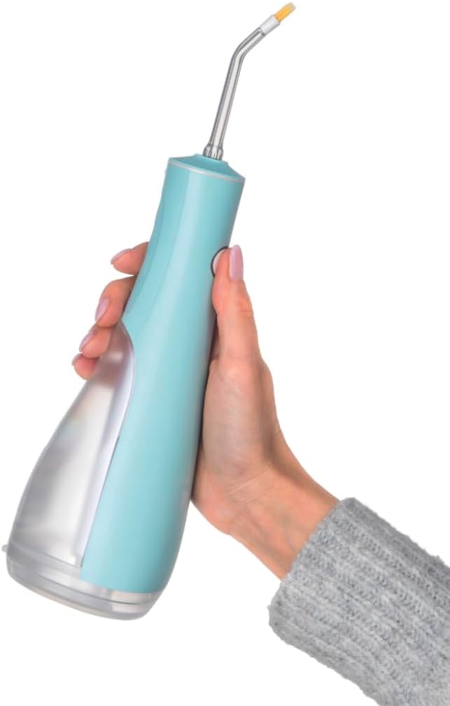 edelwhite Flosserpik Power SPA portable Munddusche mit sehr starkem Akku, 3 Wasserstrahlintensitäten