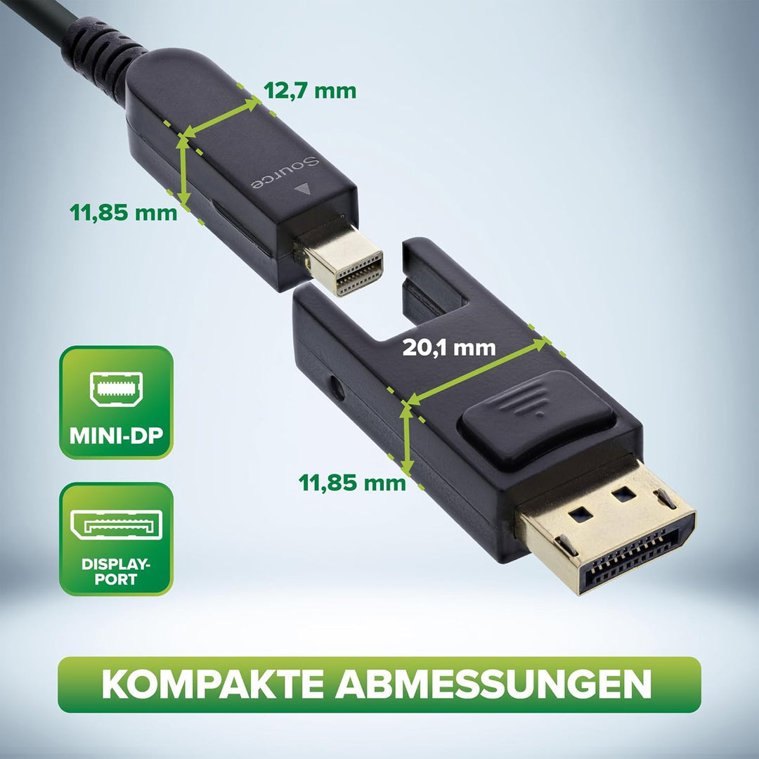 InLine DisplayPort 1.4 AOC Kabel, 8K 4K, 240Hz, abnehmbare Stecker, Länge 20m, 17220O, 20m