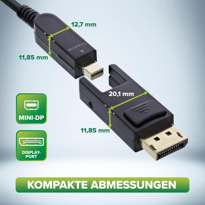 InLine DisplayPort 1.4 AOC Kabel, 8K 4K, 240Hz, abnehmbare Stecker, Länge 20m, 17220O, 20m