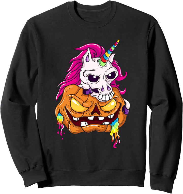 Gruselig komischer Halloween Kürbis Einhorn Sweatshirt
